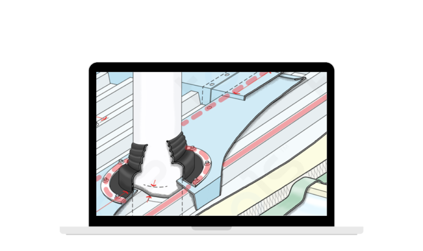 Fabric / Roofing / Penetrations / Rubber Boot Flashing (Flue Penetration)